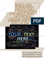 MEDIA AND INFORMATION LITERACY (MIL) TEXT INFORMATION AND MEDIA (PART 1