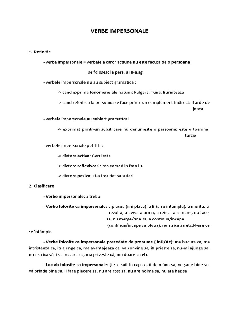 VERBE IMPERSONALE  PDF