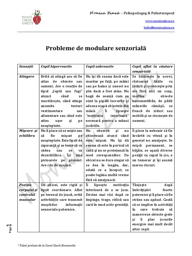 Probleme de Modulare Senzorială | PDF