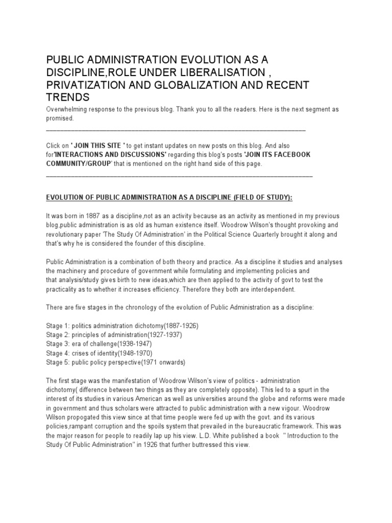 Evolution of Public Administration Trends | PDF | Public Administration ...