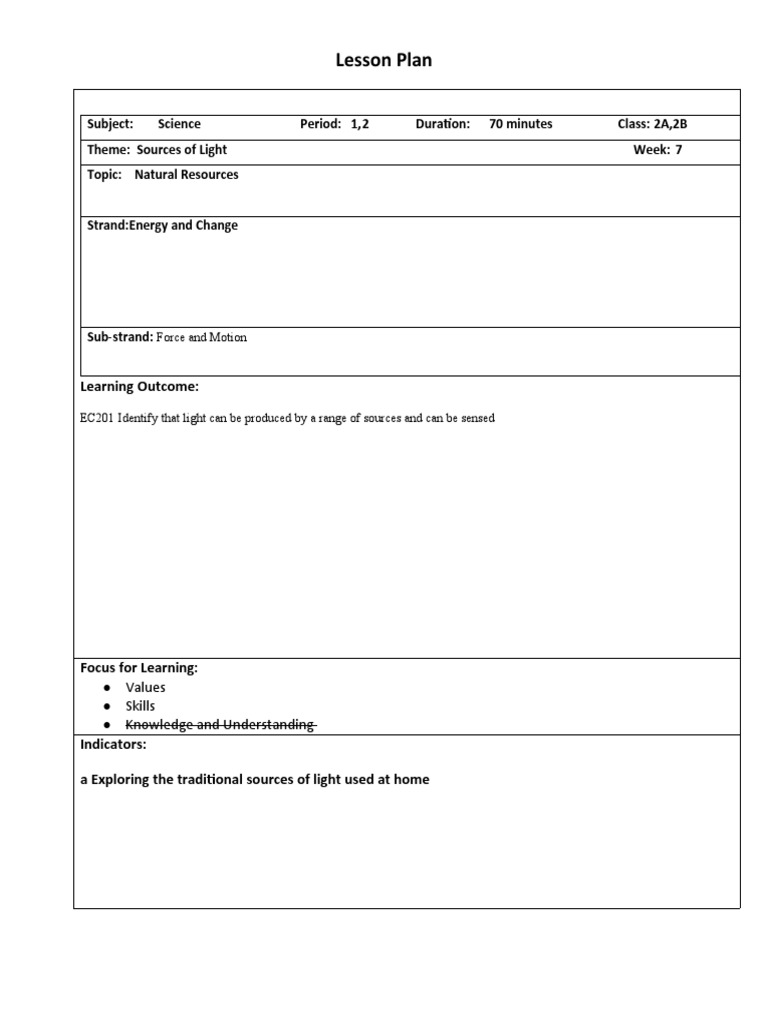 Week 7 Science Lesson Plan - Term 2 | PDF | Learning | Lesson Plan