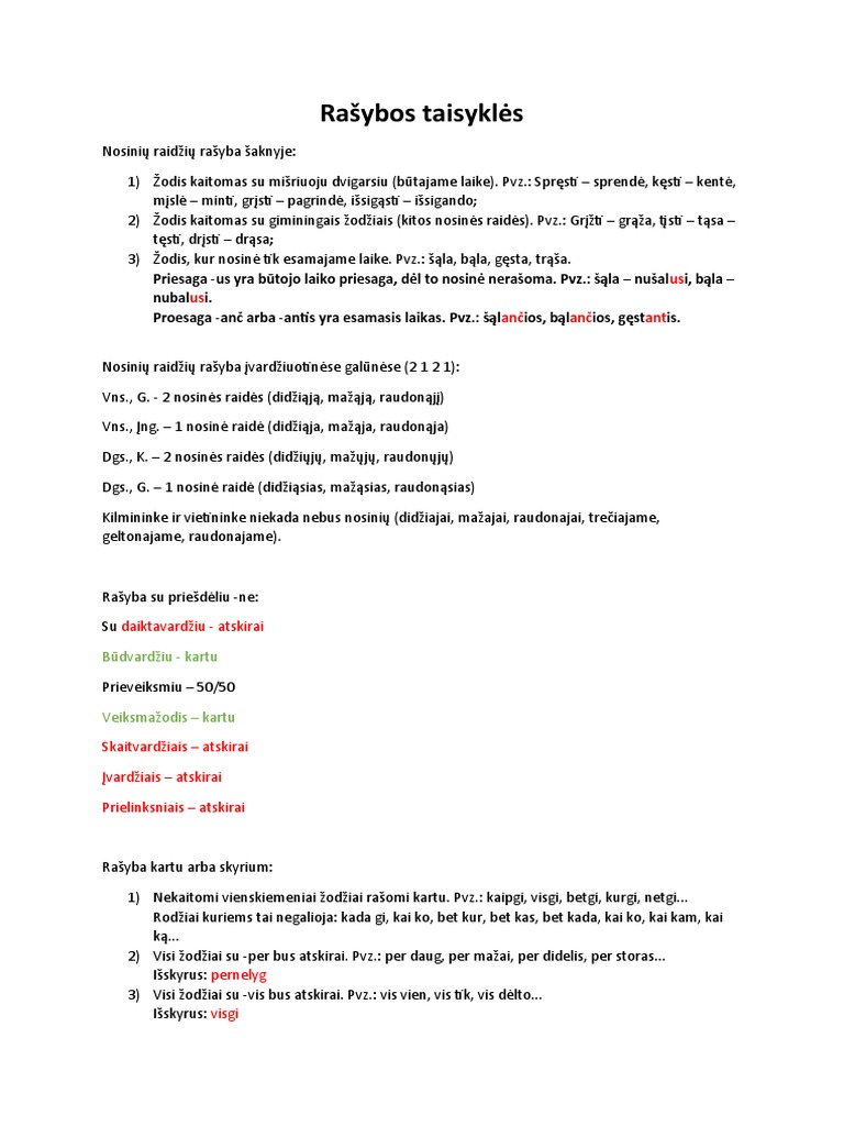 Rašybos Taisyklės | PDF