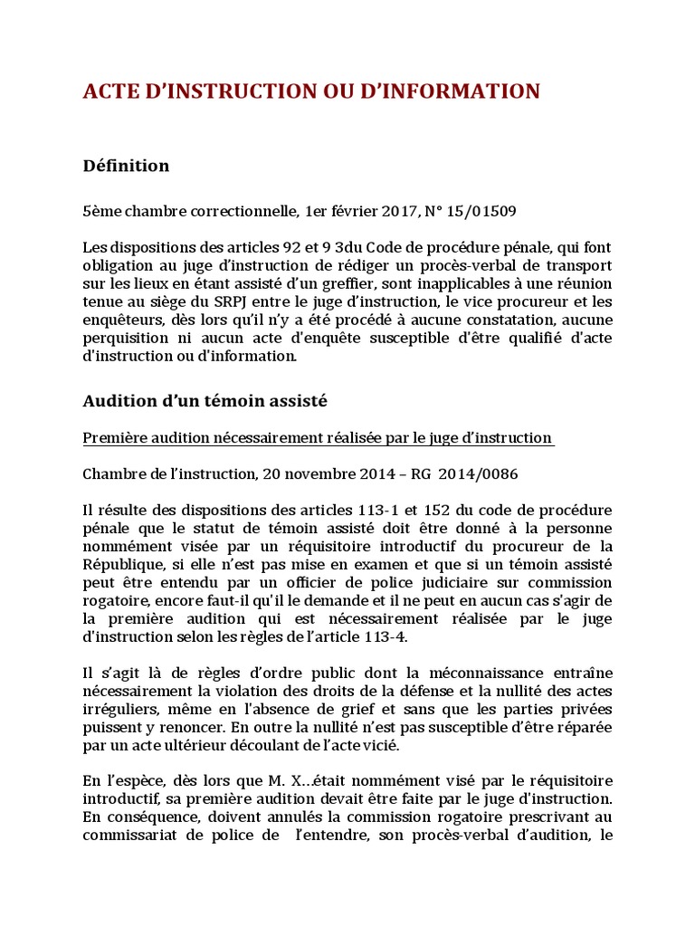 Actes et Règles du Juge d'Instruction | PDF | Juge | Loi criminelle