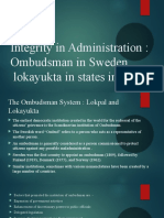Integrity in Administration: Ombudsman in Sweden, Lokayukta in States in India