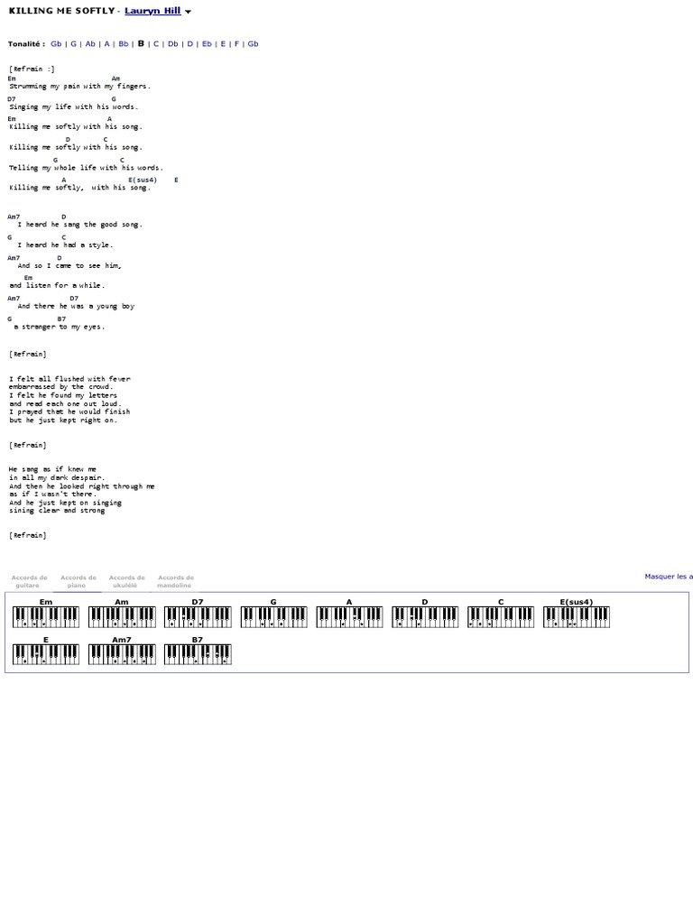 Partitions Killing Me Softly Lauryn Hill PDF