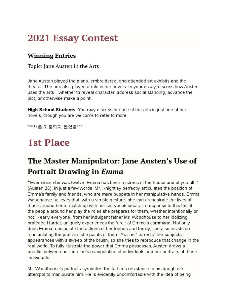 2021 Jasna Essay Contest Topic&Winning Entries High School Division