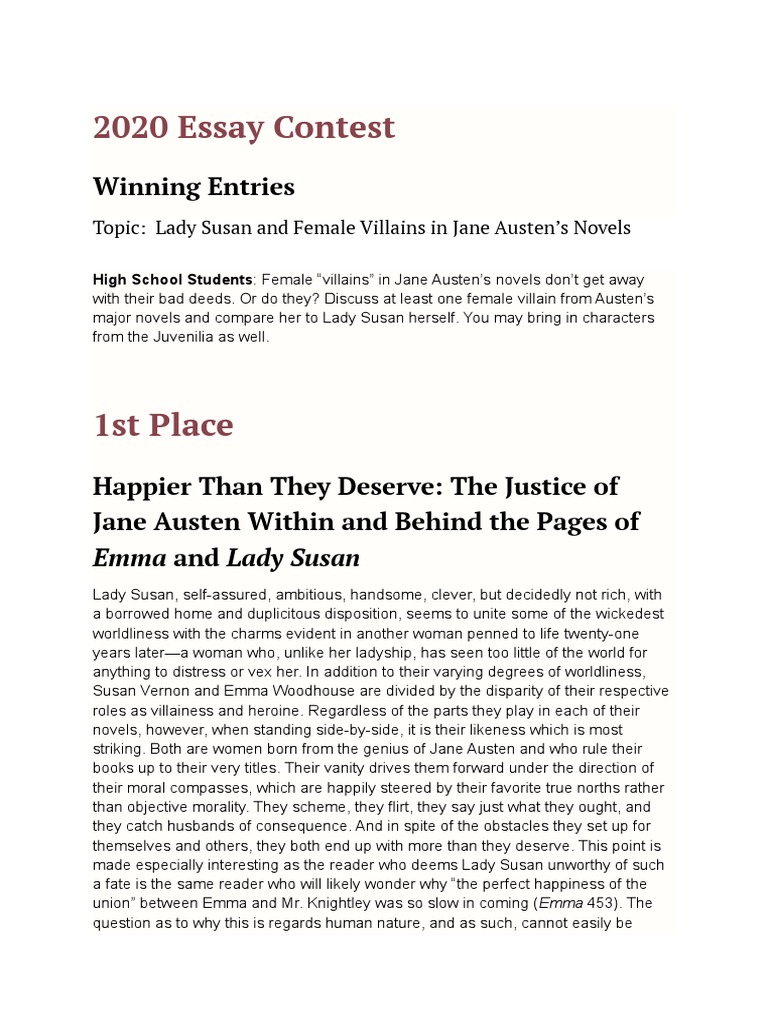 2020 Jasna Essay Contest Topic&Winning Entries High School Division