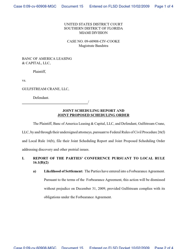 Joint Scheduling Report PDF Discovery (Law) Pleading