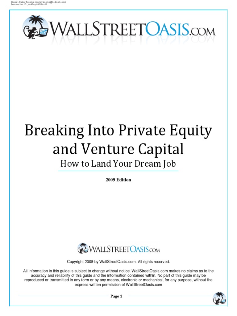 WSO - Breaking Into Private Equity | PDF | Leveraged Buyout | Financial  Analyst
