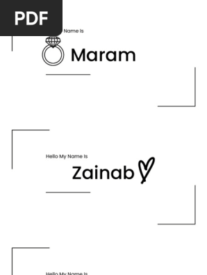 Blank and White Minimal Floral Name Tag