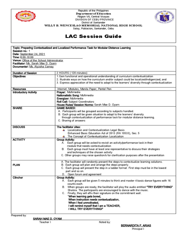 LAC Session Guide Localization  PDF  Learning  Communication