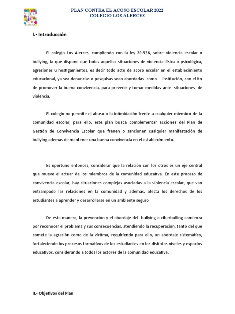 Plan de Prevención del Acoso Escolar | PDF | Acoso cibernético