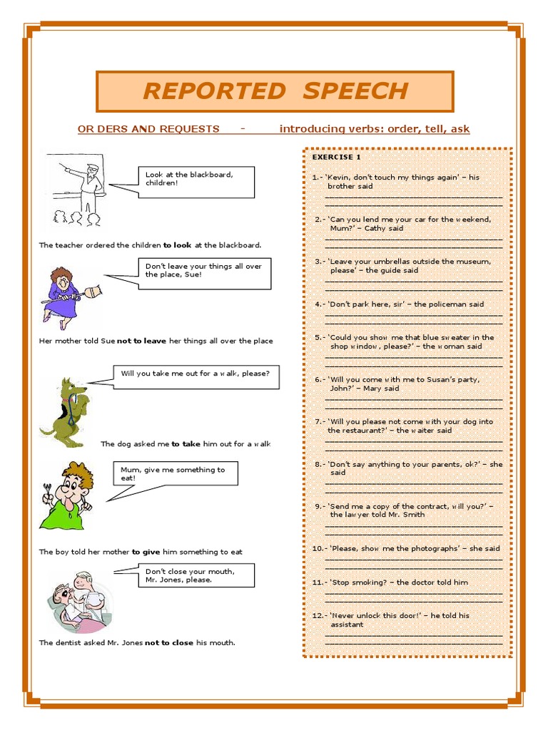 reported speech exercises pdf pearson