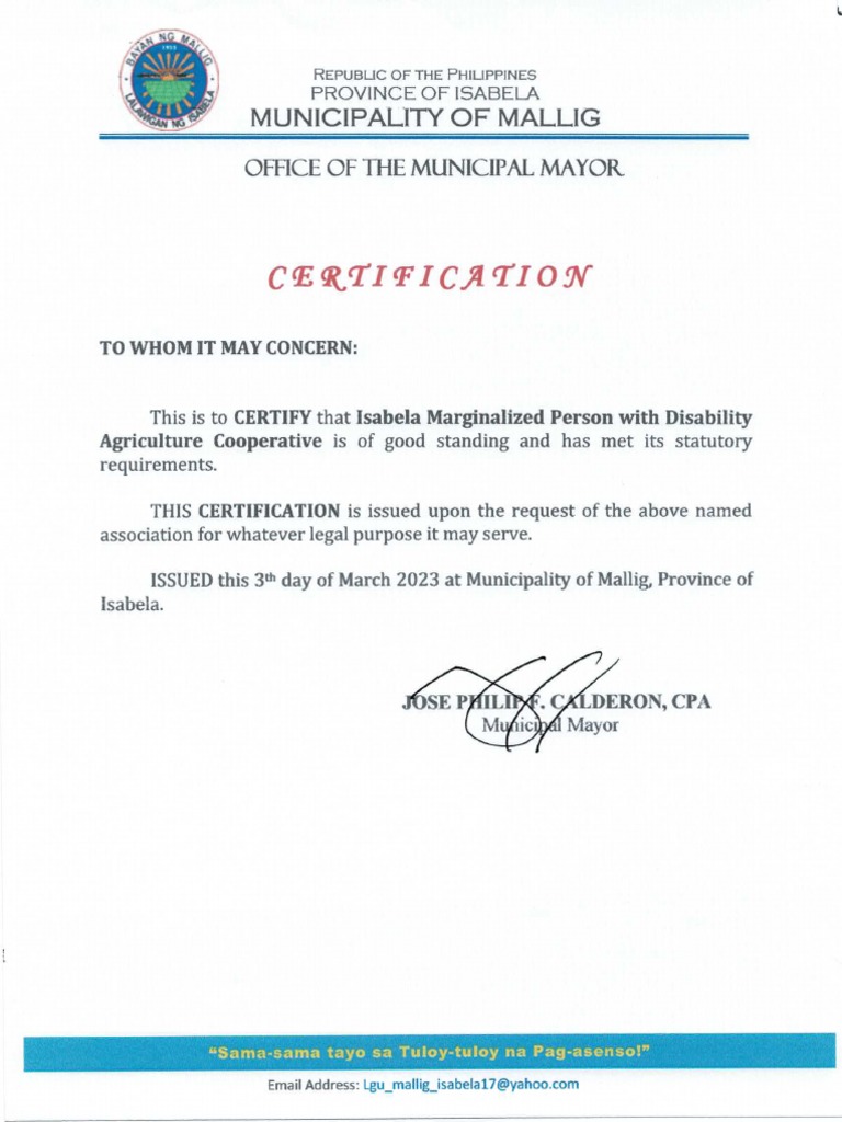 Certificate of Good Standing PDF