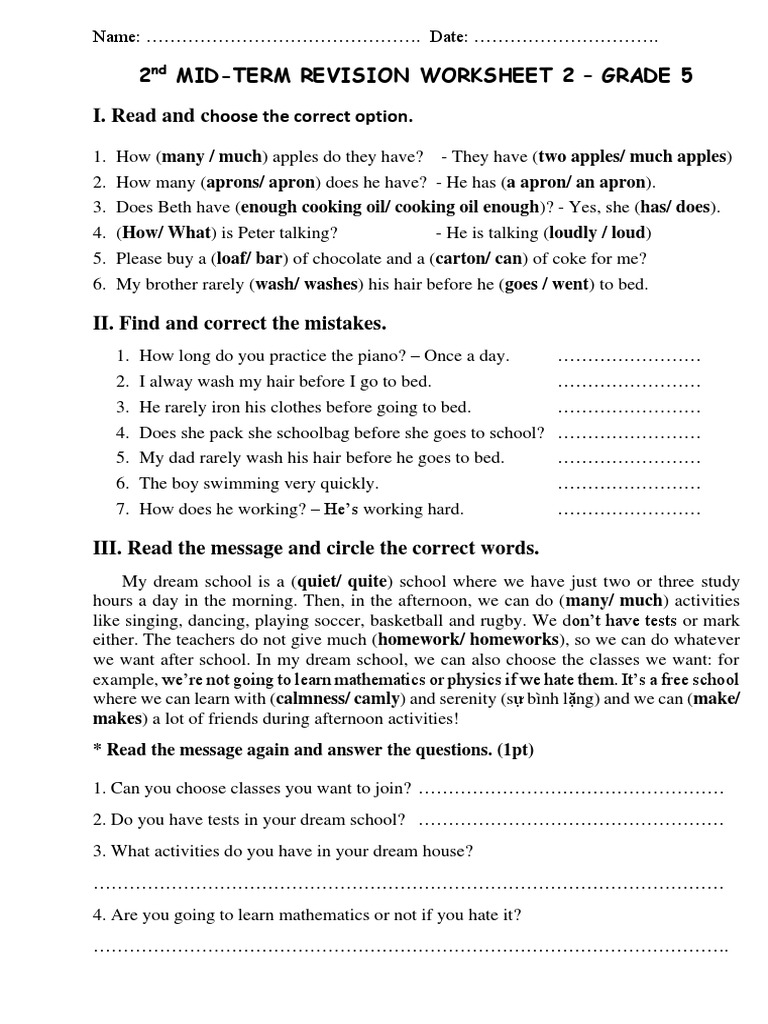 G5 Revision Ws2 Pdf Language Arts Discipline