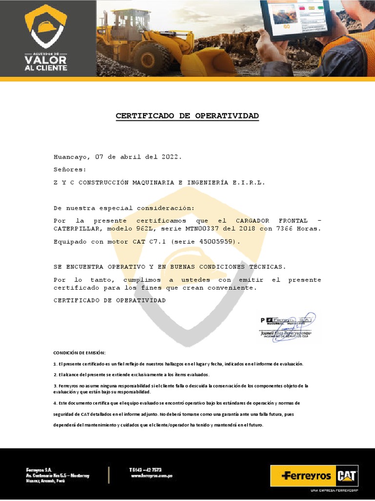 Certificado de Operatividad | PDF