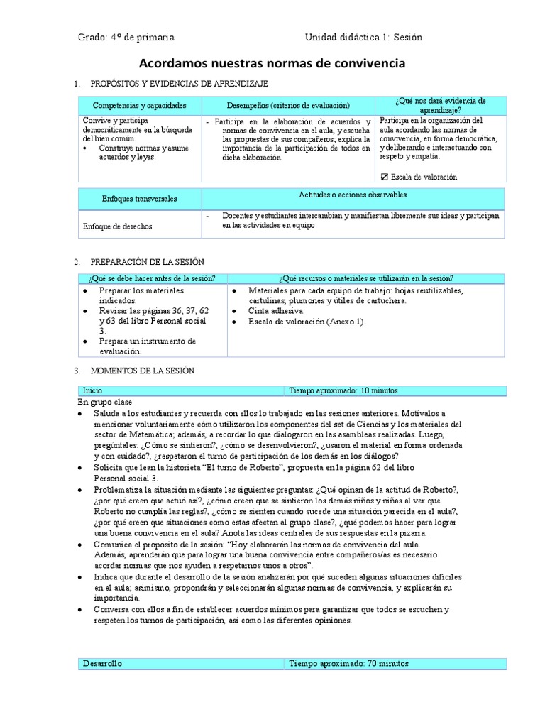 Normas de convivencia en el aula | PDF | Salón de clases | Evaluación