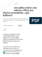 Investigadores Piden Retirar A Las Vacunas Moderna y Pfizer Por Efectos Secundarios, ¿Qué Hallaron - El Cronista