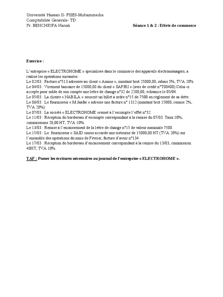 Comptabilité Générale : Effets de Commerce | PDF