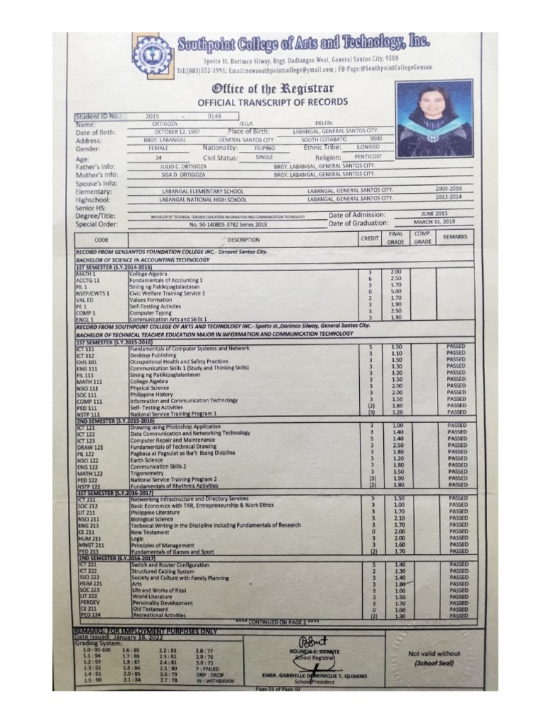 Transcript of Records | PDF