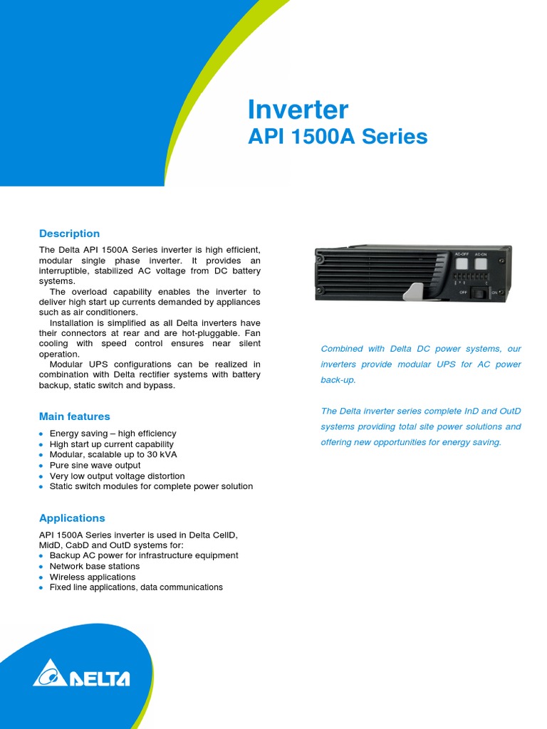 Delta API 1500A Inverter Overview | PDF | Power Inverter | Electrical ...
