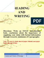 Reading and Writing