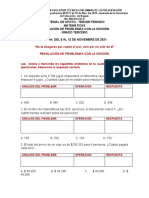 Material de Apoyo - Tercer Periodo - Matemáticas - Resolución de Problemas Con La División - Del 8 Al 12 de Noviembre de 2021