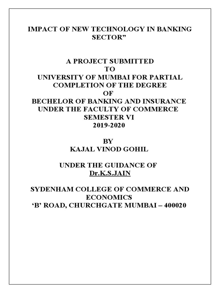 Impact of New Technology in Banking Sector PDF Automated Teller