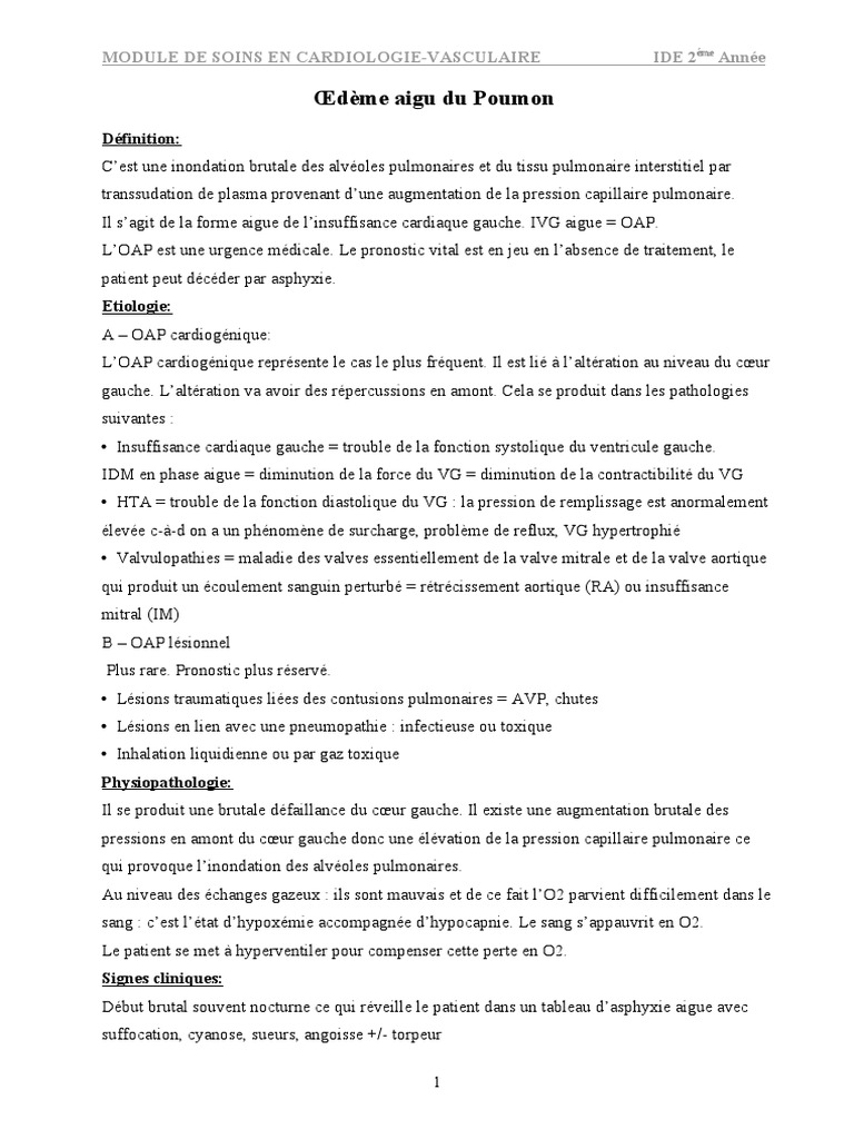 Œdème Aigu Du Poumon | PDF | Insuffisance cardiaque | Médecine clinique