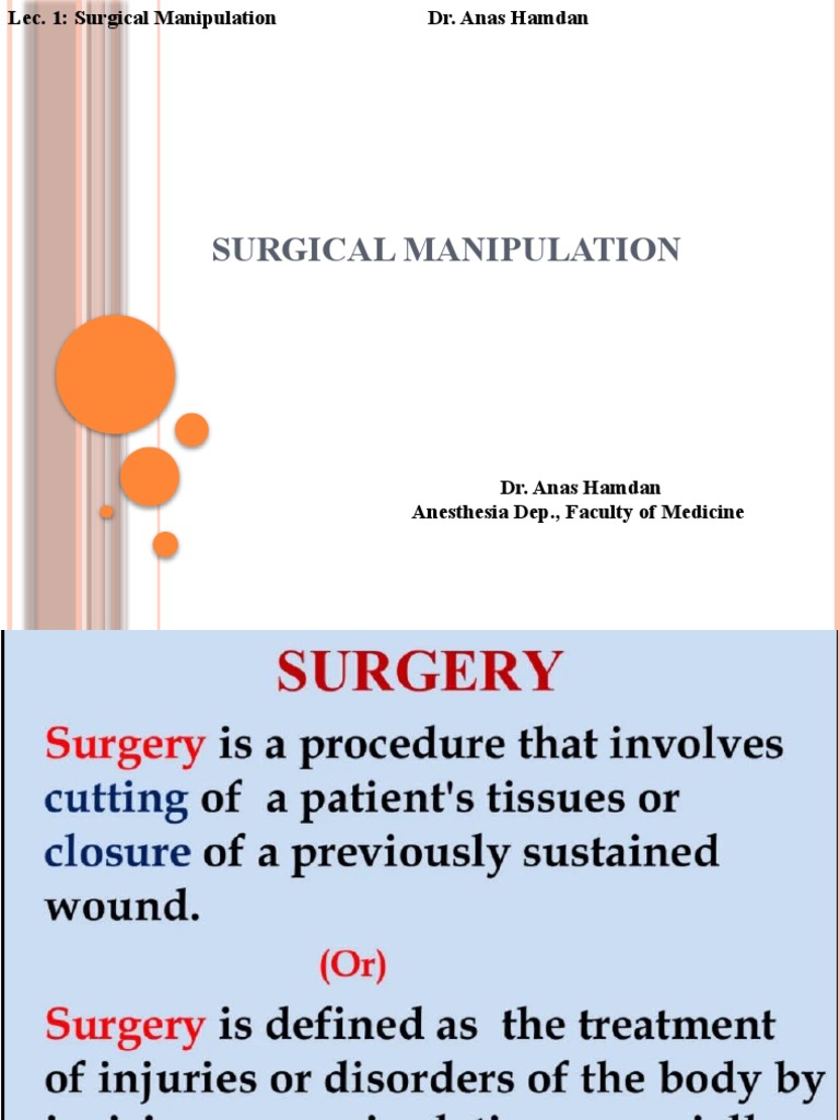A Primer on Surgical Manipulation An Introduction to Fundamental