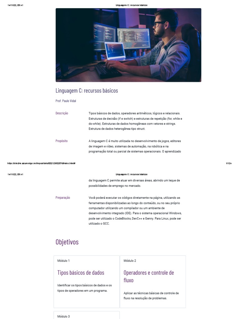 Tema2 - Linguagem C - Recursos Básicos | PDF | C (linguagem de ...