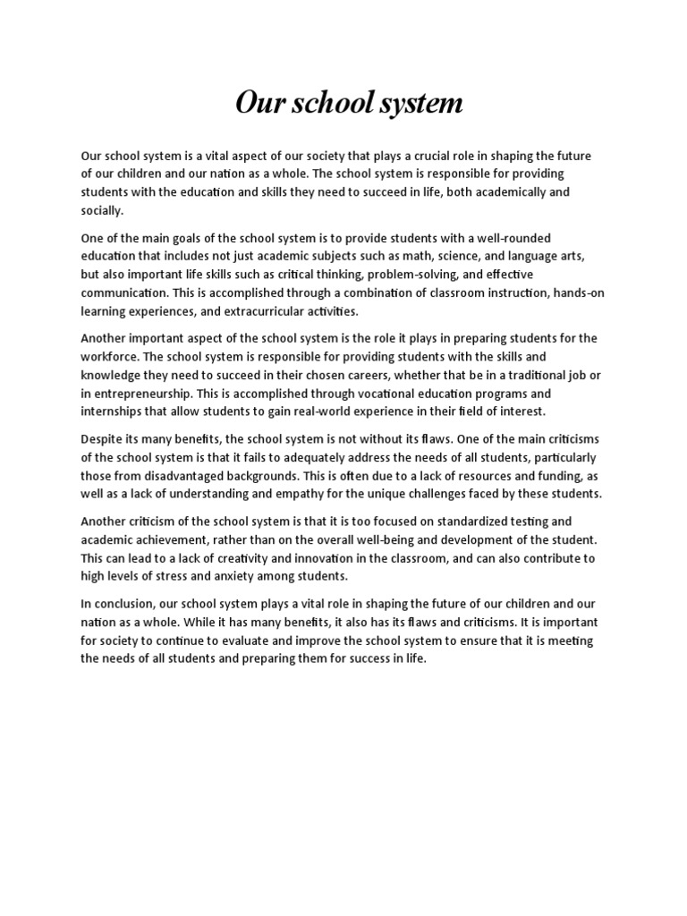 Our School System Pdf
