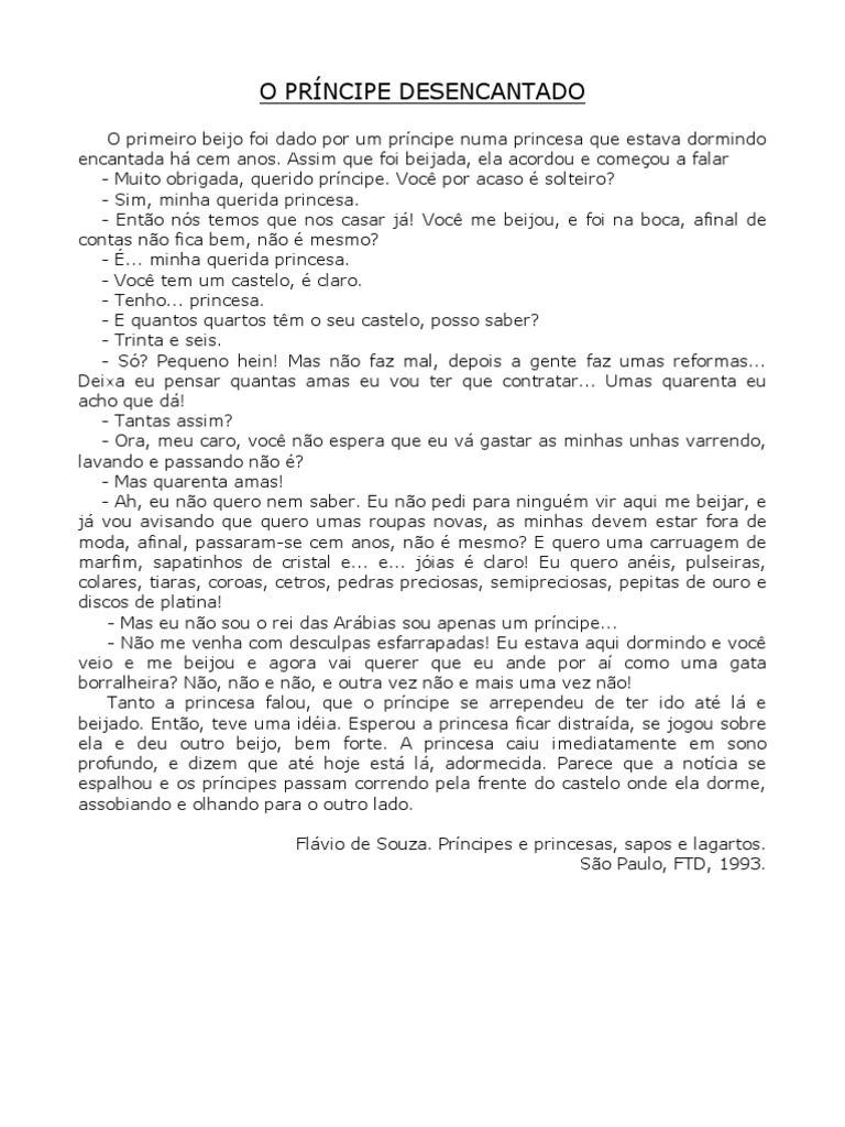 O Príncipe Desencantado - Texto e Interpretação | PDF | Cinderela | Contos