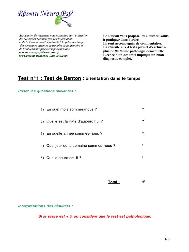 Test de l'Horloge et Alzheimer | PDF | Maladie d'Alzheimer | Démence