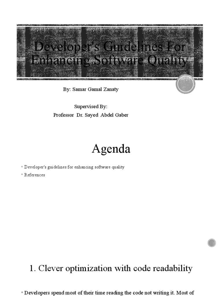 Developer's Guidelines For Enhancing Software QualitySamar PDF