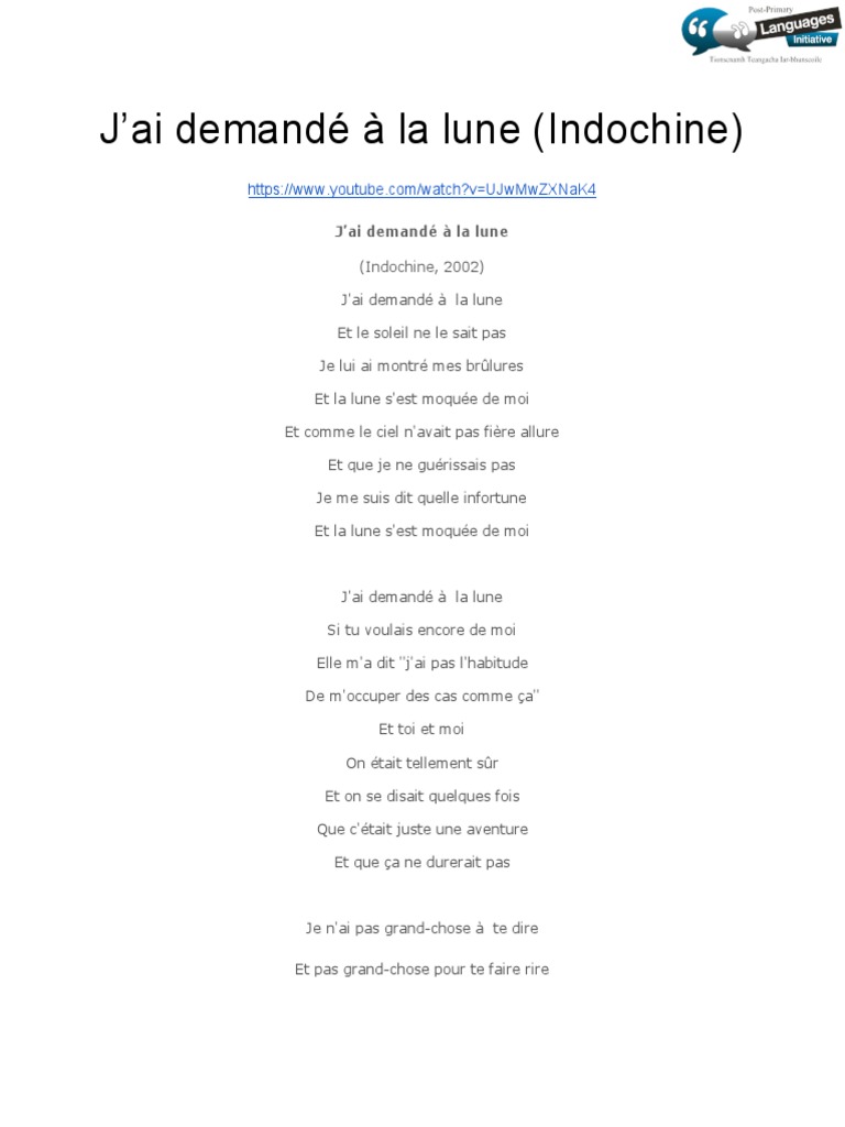Jai Demand A La Lune Parole PDF