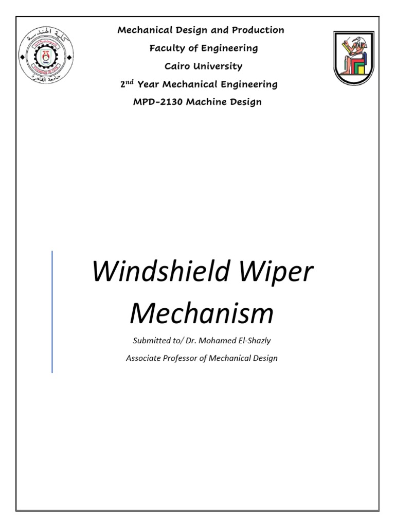 Windshield Wiper Mechanism Design | PDF | Machines | Mechanical Engineering