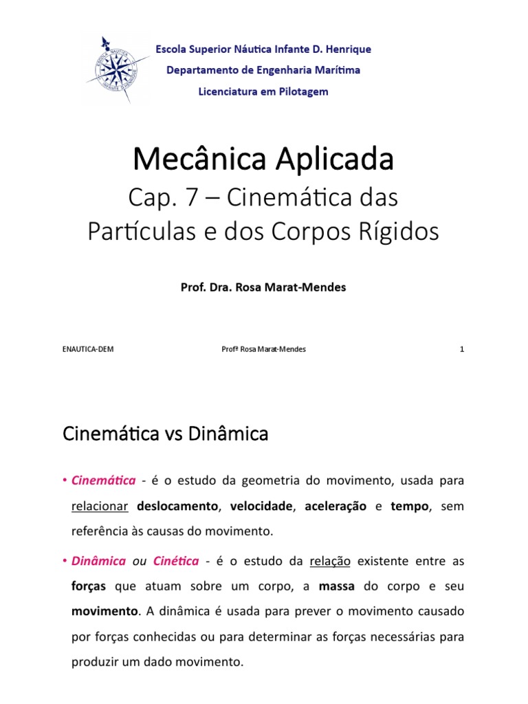 Diferença entre Dinâmica e Cinemática | PDF | Velocidade | Dinâmica ...