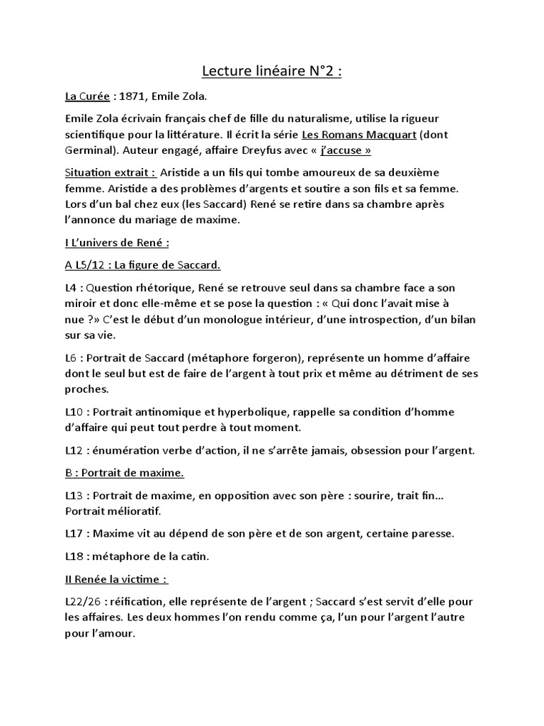 Analyse de La Curée de Zola | PDF