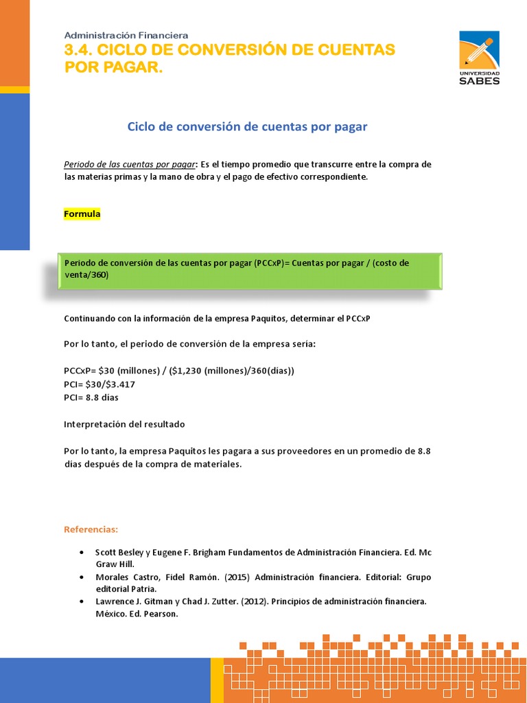 Ciclo de Conversión de Cuentas por Pagar | PDF | Finanzas y dinero