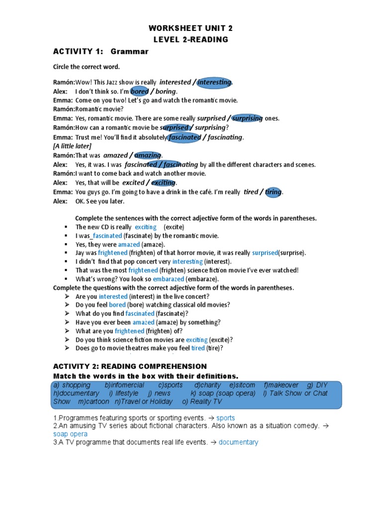 Activity 2 Level 2 | PDF | Television | Reality Television