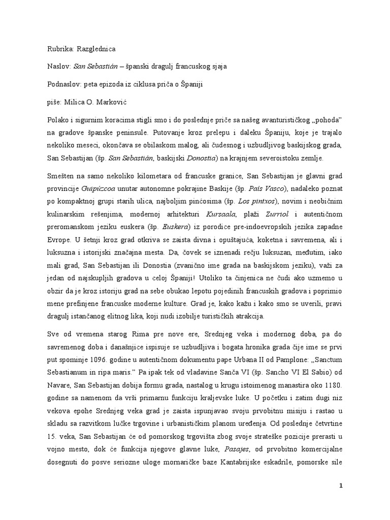 Reportaža San Sebastián | PDF