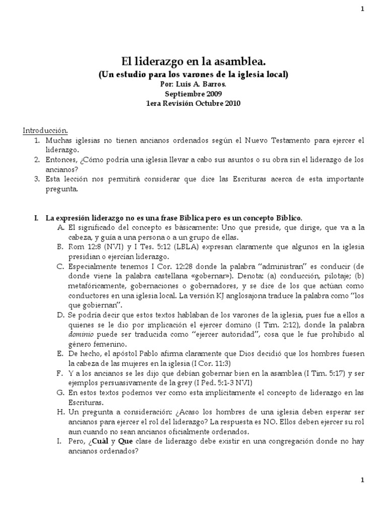 Liderazgo masculino en la iglesia local | PDF | Iglesia cristiana | Oración