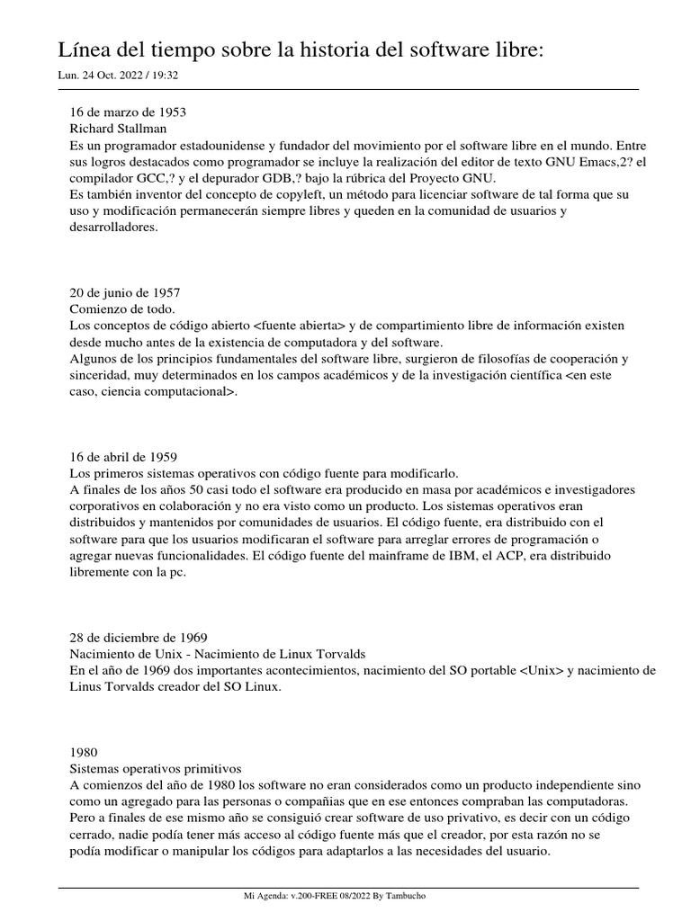 Línea del tiempo del software libre | PDF | Software libre | Contenido ...