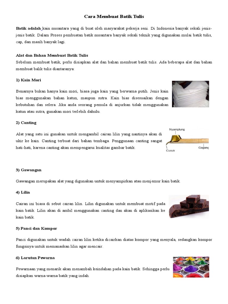 Cara Membuat Batik Tulis | PDF