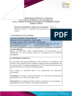 Guia de Actividades y Rúbrica de Evaluación - Unidad 1 - Paso 2 - Ponencia Avance 1 - Sentidos de La Experiencia y Relación Entre Actores