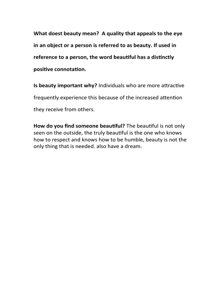 What Doest Beauty Mean PDF