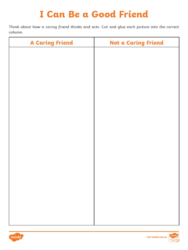 I Can Be A Good Friend Sorting Activity Sheet English Ver 1 | PDF