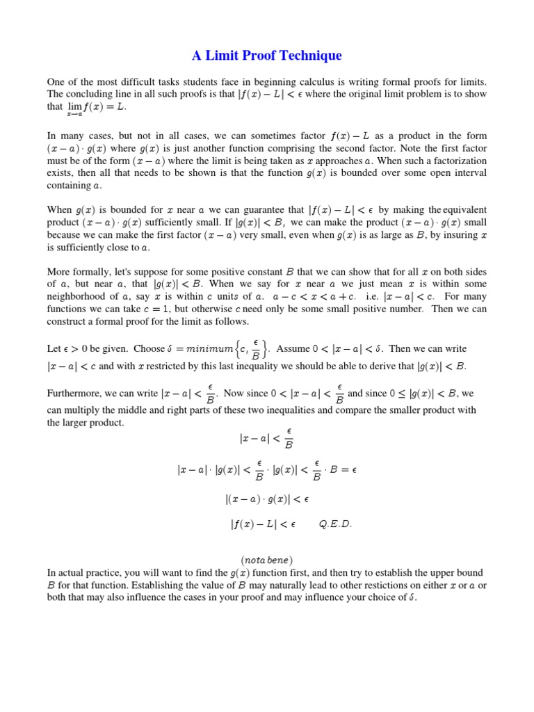 Limit Proof Technique | PDF | Function (Mathematics) | Mathematical Objects