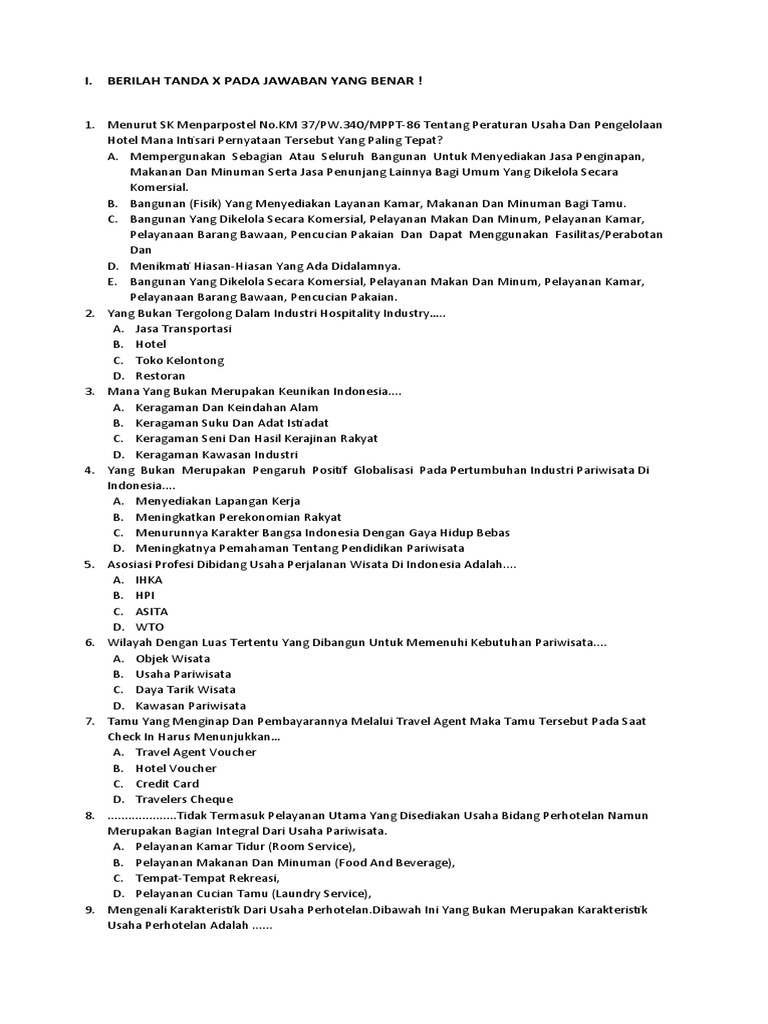 Kisi2 Bisnis Industri Perhotelan X Dan Xi PDF